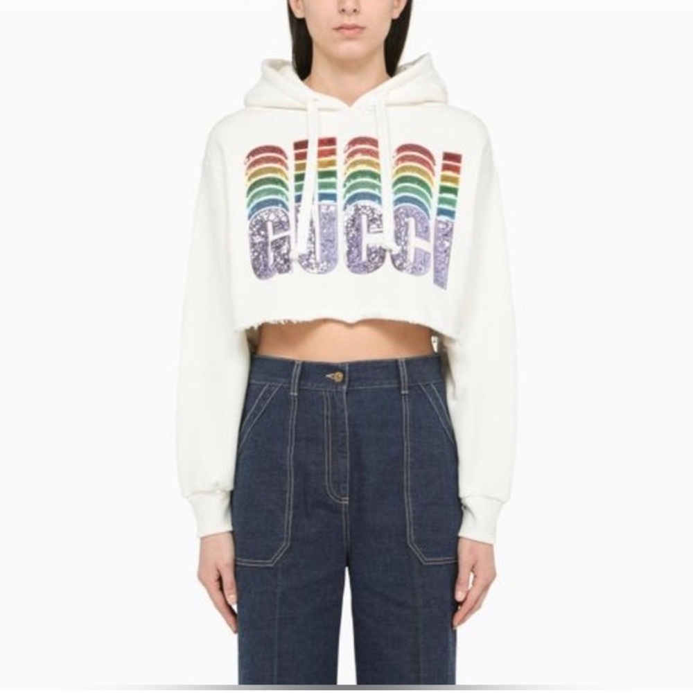 Gucci Red and Orange Cropped Boxy Sweatshirt